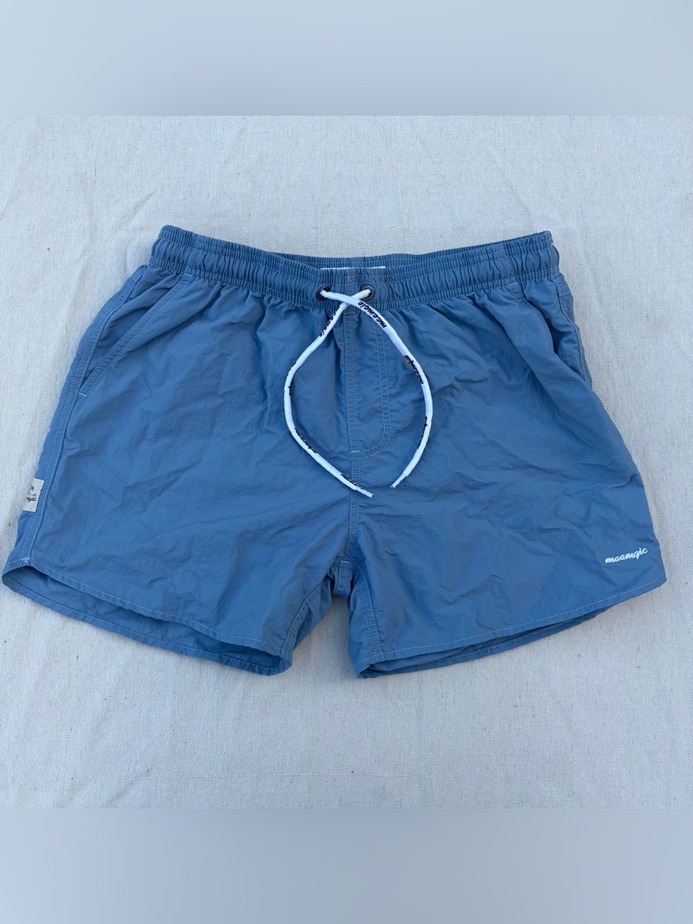 Maamgic Blue Swim Trunks with Drawstring, Size M, Summer Beach Vacation